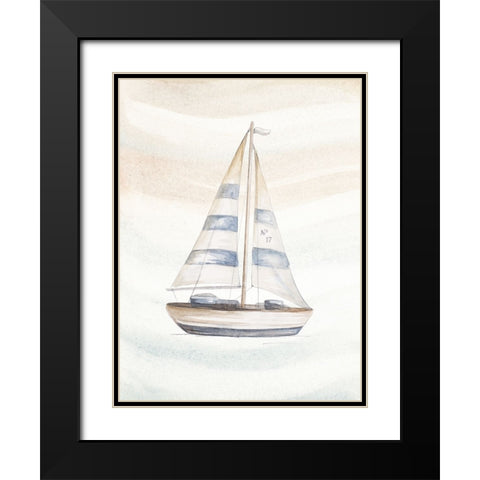 Ocean Oasis Little Sail I Black Modern Wood Framed Art Print with Double Matting by Pinto, Patricia
