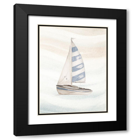 Ocean Oasis Little Sail II Black Modern Wood Framed Art Print with Double Matting by Pinto, Patricia