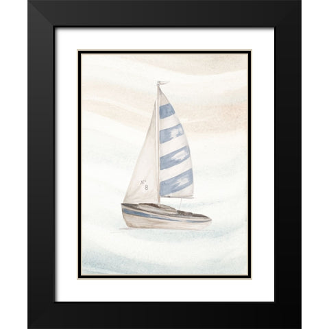 Ocean Oasis Little Sail II Black Modern Wood Framed Art Print with Double Matting by Pinto, Patricia