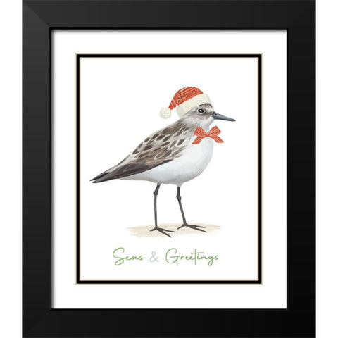 Christmas Sandpiper I Black Modern Wood Framed Art Print with Double Matting by Sheppard, Lucca