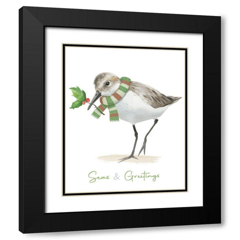 Christmas Sandpiper II Black Modern Wood Framed Art Print with Double Matting by Sheppard, Lucca
