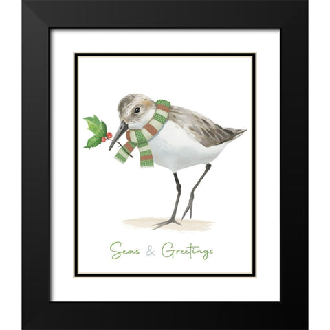 Christmas Sandpiper II Black Modern Wood Framed Art Print with Double Matting by Sheppard, Lucca