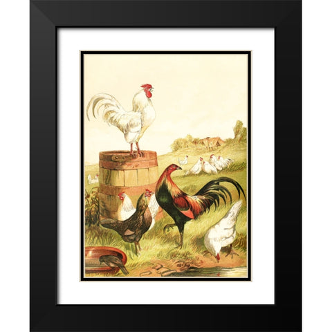 Happy Chickens Black Modern Wood Framed Art Print with Double Matting by Piddix