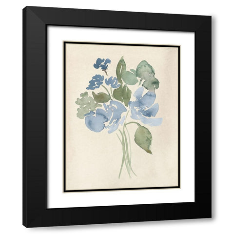 Blue Bouquet I Black Modern Wood Framed Art Print with Double Matting by Price, Lucille