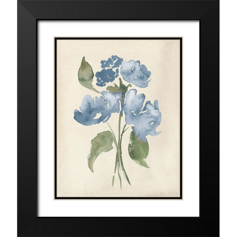 Blue Bouquet II Black Modern Wood Framed Art Print with Double Matting by Price, Lucille