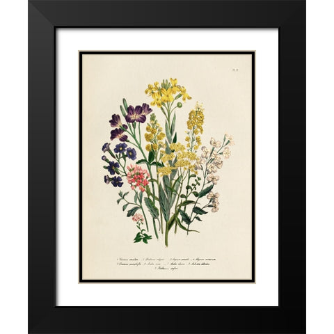 Vintage Flowers I Black Modern Wood Framed Art Print with Double Matting by Piddix