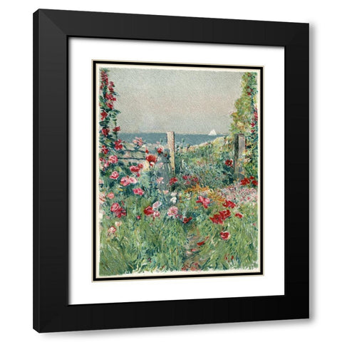 Sea View Garden Path Black Modern Wood Framed Art Print with Double Matting by Piddix