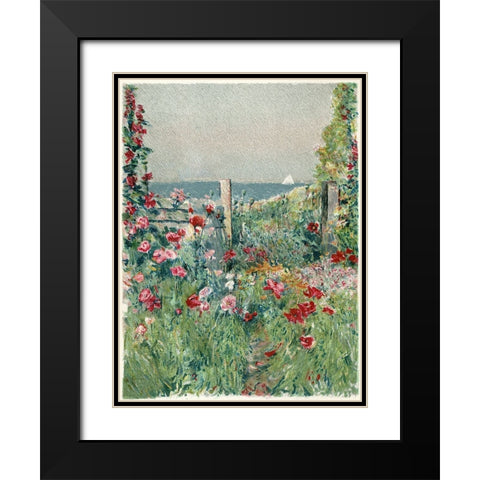 Sea View Garden Path Black Modern Wood Framed Art Print with Double Matting by Piddix