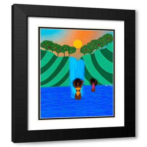 Swim Time Black Modern Wood Framed Art Print with Double Matting by Lorintheory