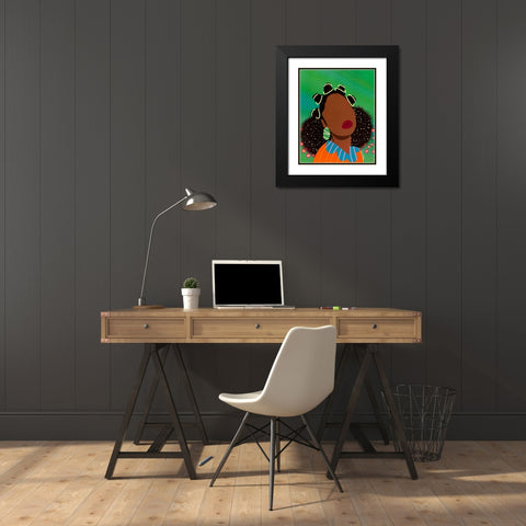 Bantu Knots Black Modern Wood Framed Art Print with Double Matting by Lorintheory