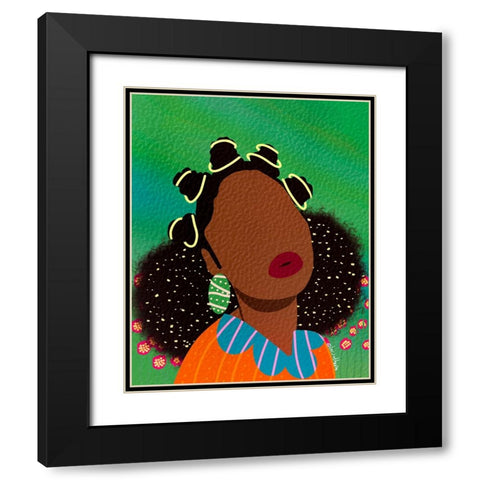 Bantu Knots Black Modern Wood Framed Art Print with Double Matting by Lorintheory