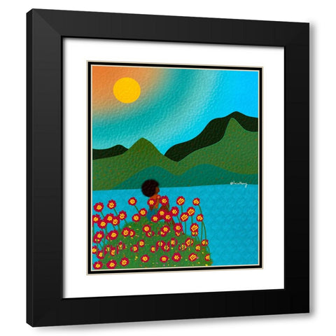 Peaceful Black Modern Wood Framed Art Print with Double Matting by Lorintheory