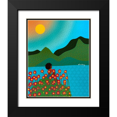 Peaceful Black Modern Wood Framed Art Print with Double Matting by Lorintheory