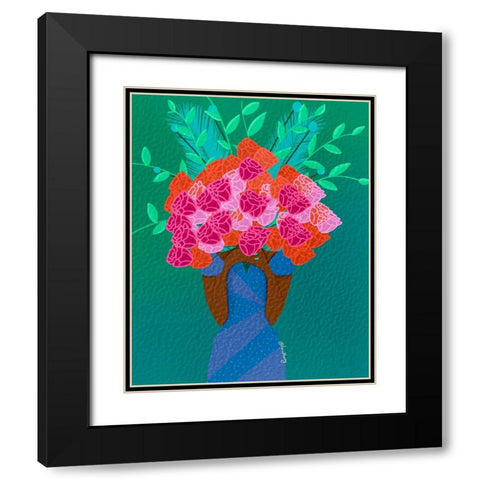 Blooming Black Modern Wood Framed Art Print with Double Matting by Lorintheory