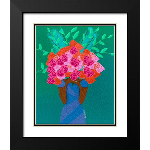 Blooming Black Modern Wood Framed Art Print with Double Matting by Lorintheory