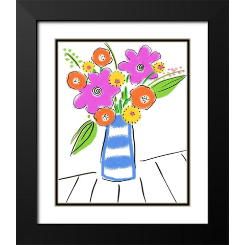Pop Bouquet I Black Modern Wood Framed Art Print with Double Matting by Mosher, Deidre