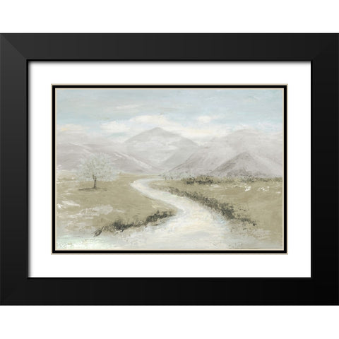 Muted White River Black Modern Wood Framed Art Print with Double Matting by Pinto, Patricia