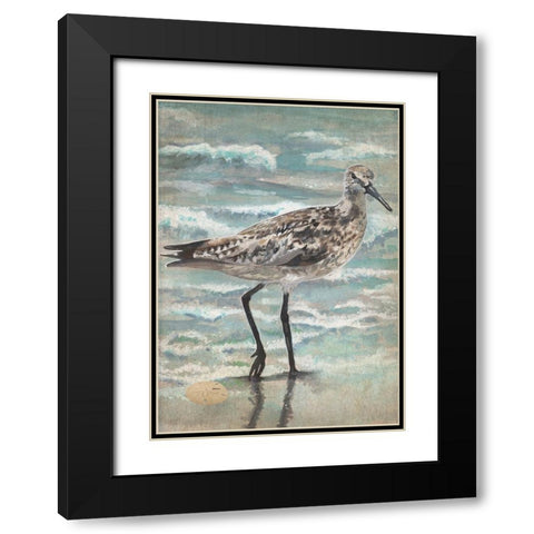 Strolling Sandpiper Black Modern Wood Framed Art Print with Double Matting by Christopher, Erica