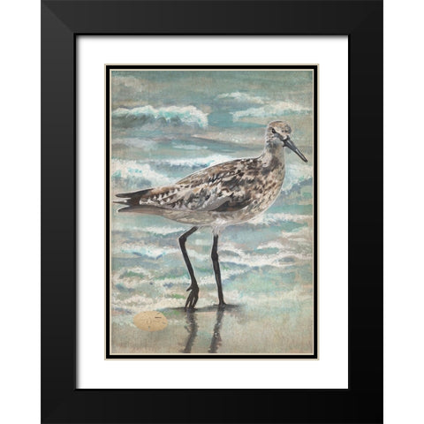 Strolling Sandpiper Black Modern Wood Framed Art Print with Double Matting by Christopher, Erica
