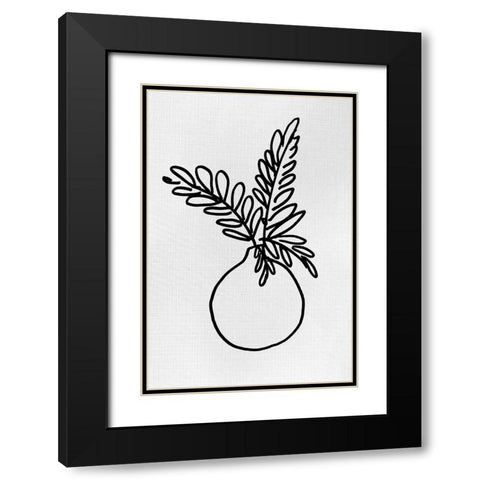 Simply Leaves In Vase III Black Modern Wood Framed Art Print with Double Matting by Loreth, Lanie
