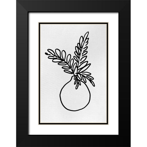 Simply Leaves In Vase III Black Modern Wood Framed Art Print with Double Matting by Loreth, Lanie