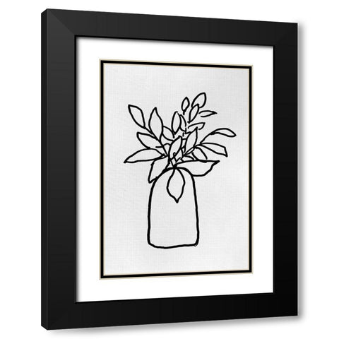 Simply Leaves In Vase II  Black Modern Wood Framed Art Print with Double Matting by Loreth, Lanie