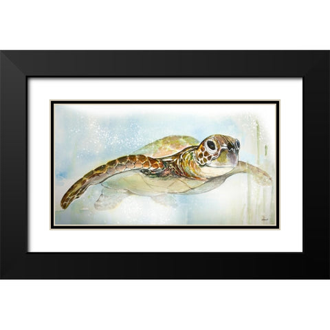 Majestic Turtle Black Modern Wood Framed Art Print with Double Matting by Diannart