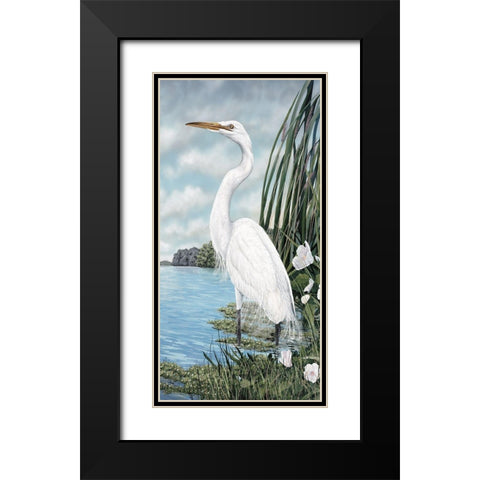 Great White Egret Black Modern Wood Framed Art Print with Double Matting by Harris, James