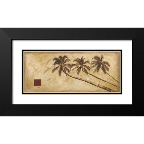 Sepia Palms Black Modern Wood Framed Art Print with Double Matting by Pinto, Patricia
