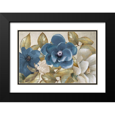 Russio Blue Magnolias Black Modern Wood Framed Art Print with Double Matting by Loreth, Lanie