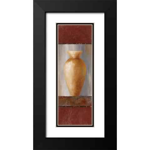 Rustic Gold Flower Vase I Black Modern Wood Framed Art Print with Double Matting by Loreth, Lanie