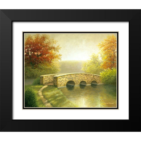 Autumn Bridge I Black Modern Wood Framed Art Print with Double Matting by Marcon, Michael