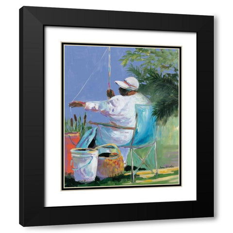 Sisters Fishing II Black Modern Wood Framed Art Print with Double Matting by Slivka, Jane