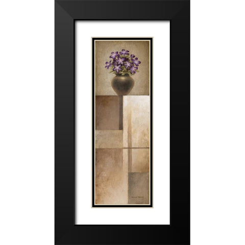Floral Motif I Black Modern Wood Framed Art Print with Double Matting by Marcon, Michael