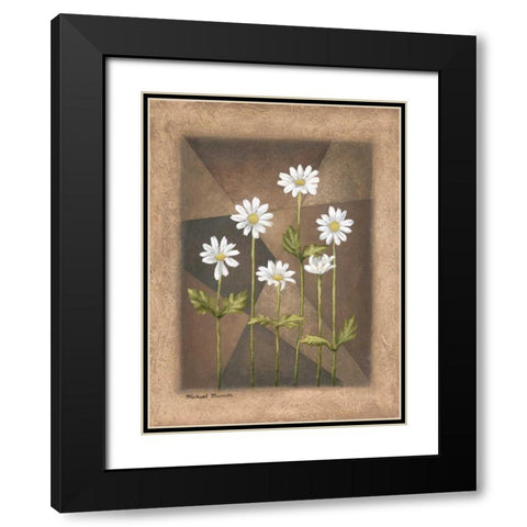 White Daisies Black Modern Wood Framed Art Print with Double Matting by Marcon, Michael