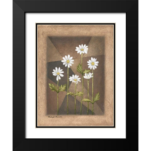 White Daisies Black Modern Wood Framed Art Print with Double Matting by Marcon, Michael
