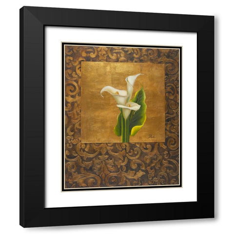 Calla Lily with Arabesque I Black Modern Wood Framed Art Print with Double Matting by Pinto, Patricia