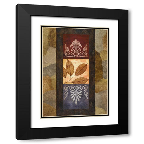 Golden Leaves I Black Modern Wood Framed Art Print with Double Matting by Marcon, Michael