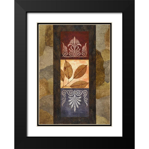 Golden Leaves I Black Modern Wood Framed Art Print with Double Matting by Marcon, Michael