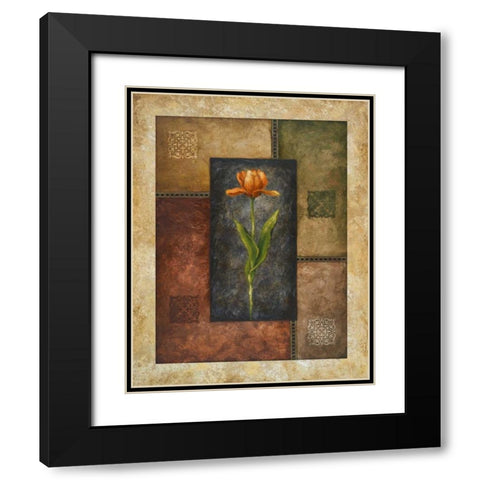Orange Tulip Black Modern Wood Framed Art Print with Double Matting by Marcon, Michael