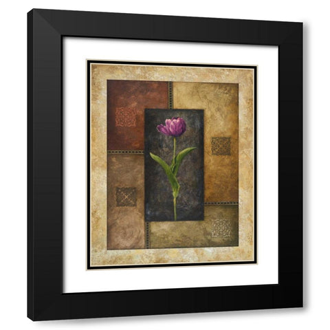 Violet Tulip Black Modern Wood Framed Art Print with Double Matting by Marcon, Michael