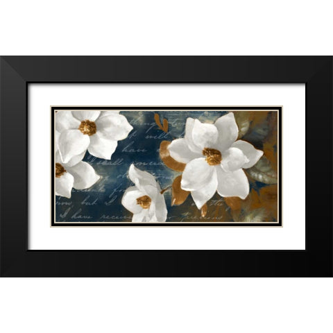 Magnolia Aglow Navy I Black Modern Wood Framed Art Print with Double Matting by Loreth, Lanie