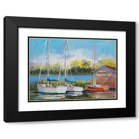 Boats Black Modern Wood Framed Art Print with Double Matting by Slivka, Jane