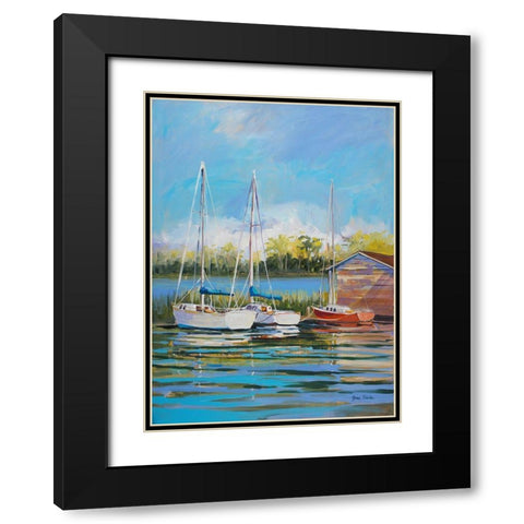 Boats Black Modern Wood Framed Art Print with Double Matting by Slivka, Jane