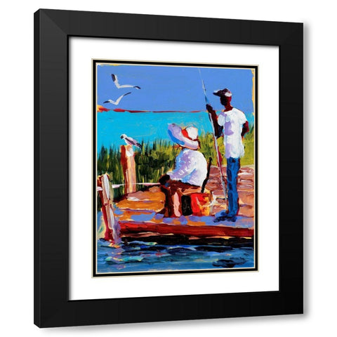 Fishing III Black Modern Wood Framed Art Print with Double Matting by Slivka, Jane