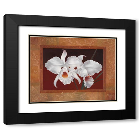White Orchids Black Modern Wood Framed Art Print with Double Matting by Rhyan, Vivien