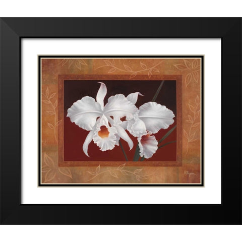 White Orchids Black Modern Wood Framed Art Print with Double Matting by Rhyan, Vivien