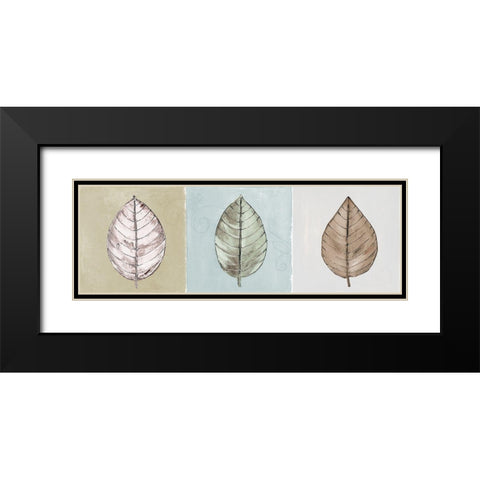 Neutral New Leaf Trio Black Modern Wood Framed Art Print with Double Matting by Pinto, Patricia