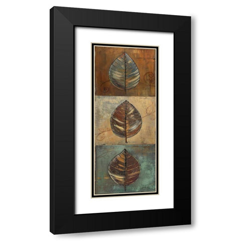 New Leaf Panel II - Vertical Black Modern Wood Framed Art Print with Double Matting by Pinto, Patricia
