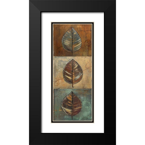 New Leaf Panel II - Vertical Black Modern Wood Framed Art Print with Double Matting by Pinto, Patricia